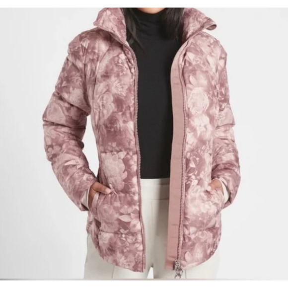 Athleta Jackets & Coats Athleta Pink Floral Printed Down Puffer Jacket Nwt Poshmark
